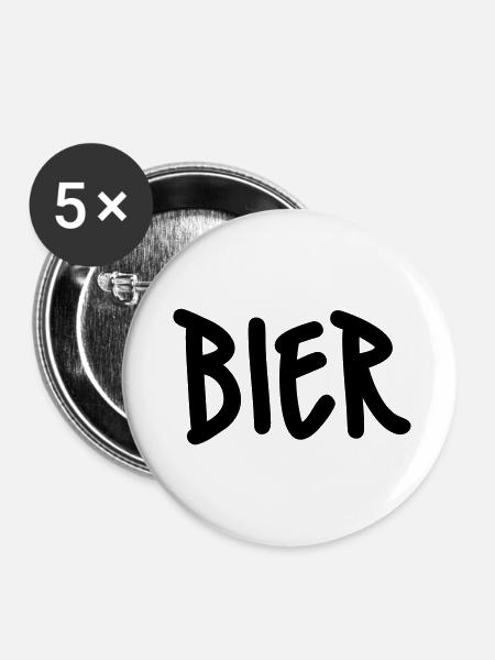 Bier - Buttons klein 25 mm (5er Pack) - Weiß