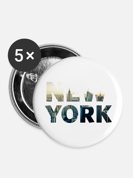 new york - Buttons klein 25 mm (5er Pack) - Weiß