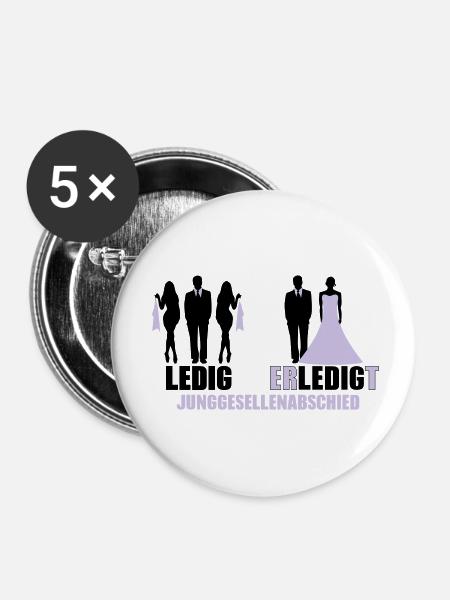 Ledig Erledigt - Buttons klein 25 mm (5er Pack) - Weiß