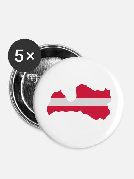 Lettland - Buttons klein 25 mm (5er Pack) - Weiß