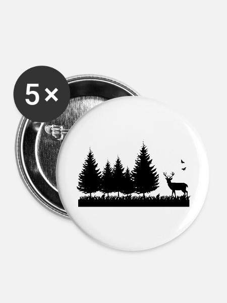 Forest nature environment - Buttons klein 25 mm (5er Pack) - Weiß