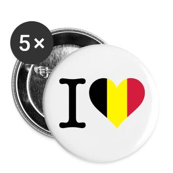 Ich liebe Belgien - Buttons klein 25 mm (5er Pack) - Weiß - Vorne