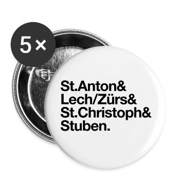 Ski Arlberg - Buttons klein 25 mm (5er Pack) - Weiß - Vorne