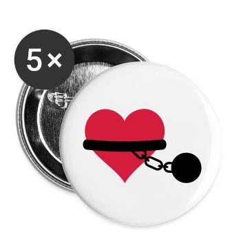 chained heart - Buttons small 1''/25 mm (5-pack) - white - Front