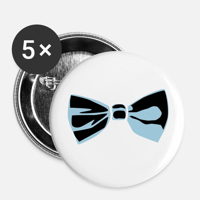Fliege - Buttons klein 25 mm (5er Pack) - Weiß