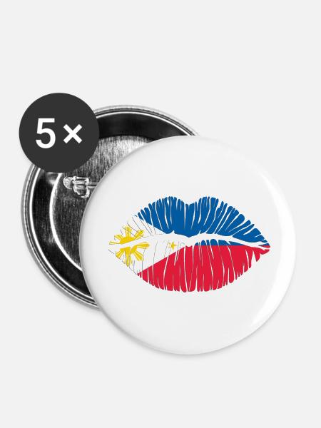 Kuss Philippinen - Buttons klein 25 mm (5er Pack) - Weiß