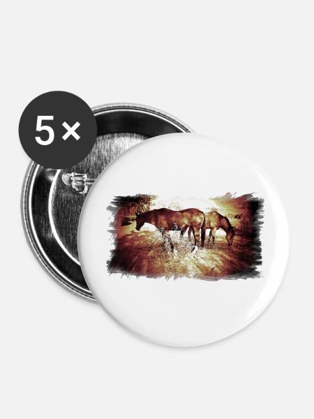 Horses - Buttons klein 25 mm (5er Pack) - Weiß