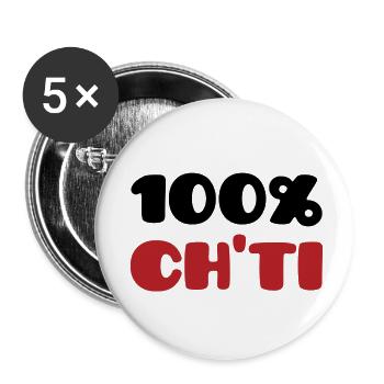 100% Ch'ti - Buttons small 1''/25 mm (5-pack) - white - Front