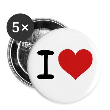 I HEART - Lot de 5 petits badges (25 mm) - blanc - Devant