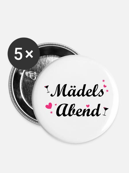 Mädelsabend - Buttons klein 25 mm (5er Pack) - Weiß