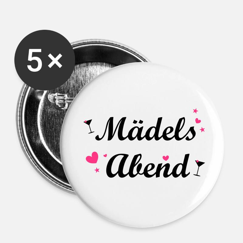 Mädelsabend - Buttons klein 25 mm (5er Pack) - Weiß