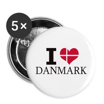 J'AIME LE DANEMARK - Lot de 5 petits badges (25 mm) - blanc - Devant