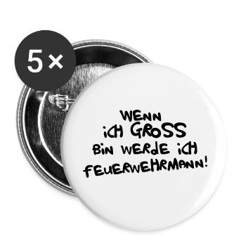 Ich werde Feuerwehrmann - Buttons klein 25 mm (5er Pack) - Weiß - Vorne