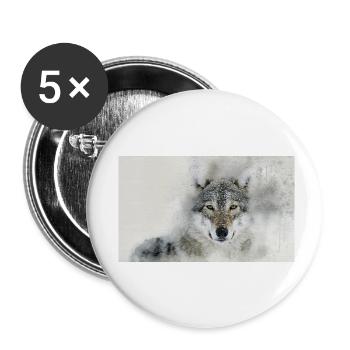 Wolf - Buttons klein 25 mm (5er Pack) - Weiß - Vorne