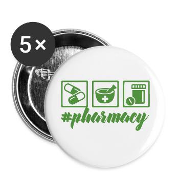 Pharmacy / Pharmacist: #pharmacy - Buttons small 1''/25 mm (5-pack) - white - Front