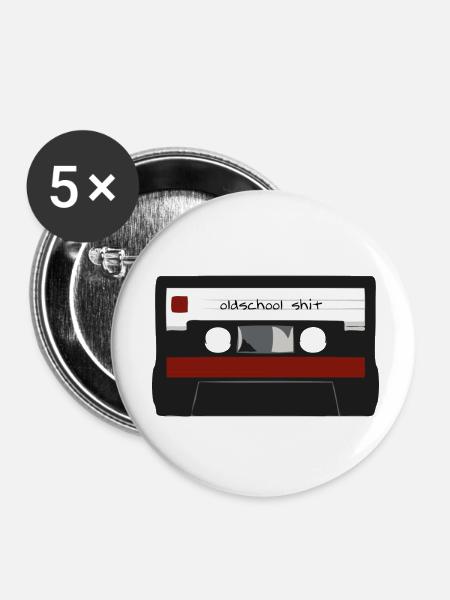 oldschool shit kasette - Buttons klein 25 mm (5er Pack) - Weiß