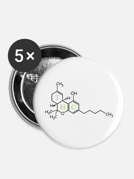 THC Struktur - Buttons klein 25 mm (5er Pack) - Weiß