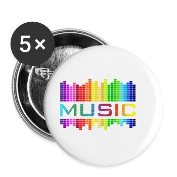 Music Musik Equalizer Regenbogen Tanz Rock-Konzert - Buttons klein 25 mm (5er Pack) - Weiß - Vorne
