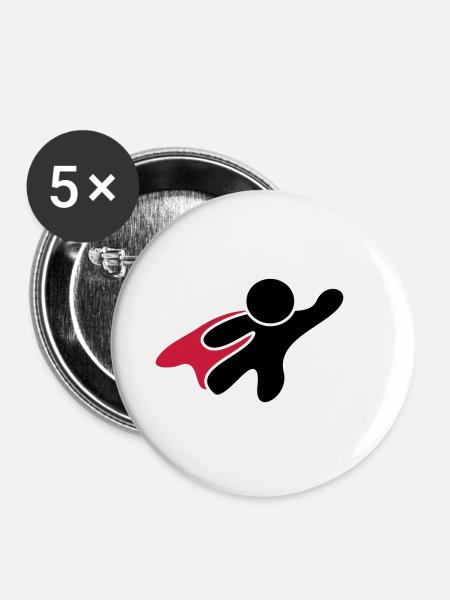 Superhero - Buttons klein 25 mm (5er Pack) - Weiß