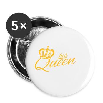 Sa reine ♚ lettrage de style de luxe (toutes les couleurs) - Lot de 5 petits badges (25 mm) - blanc - Devant