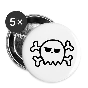 Pirate Skull - Buttons small 1''/25 mm (5-pack) - white - Front