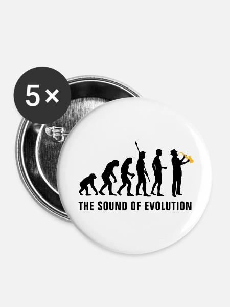 evolution_saxophon_b_2c - Buttons klein 25 mm (5er Pack) - Weiß