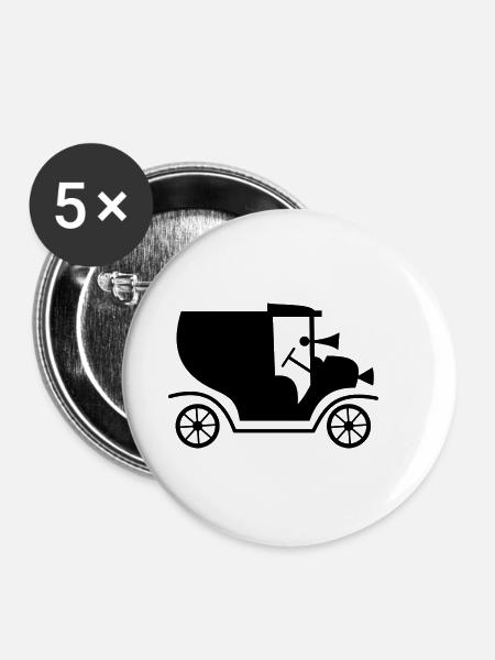 Auto Retro Automobil Oldtimer - Buttons klein 25 mm (5er Pack) - Weiß