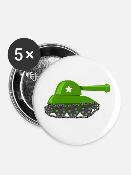 Panzer Comic - Buttons klein 25 mm (5er Pack) - Weiß