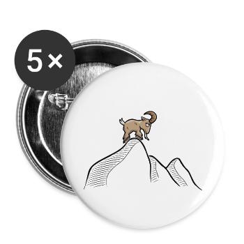 Goat on mountain mountain air holiday buck gift - Buttons small 1''/25 mm (5-pack) - white - Front