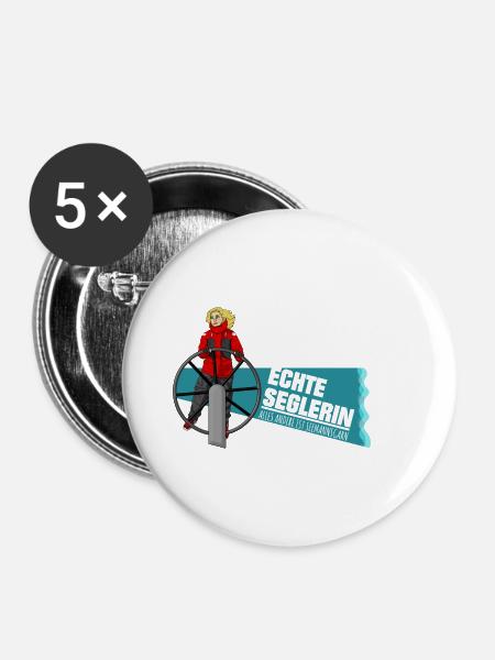 Echte Seglerin - Blond - Skipper - Segelschiff - Buttons klein 25 mm (5er Pack) - Weiß