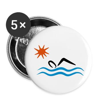natation - Lot de 5 petits badges (25 mm) - blanc - Devant