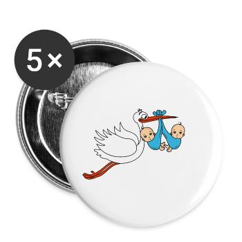 Stork baby twins babies boys2 - Buttons small 1''/25 mm (5-pack) - white - Front