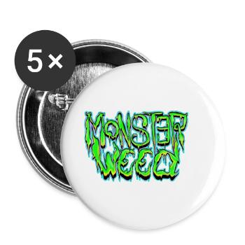 monster weed - Buttons small 1''/25 mm (5-pack) - white - Front