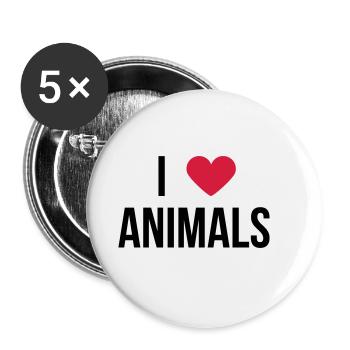 I love animals! Say gift - Buttons small 1''/25 mm (5-pack) - white - Front