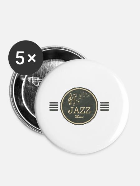 Jazz Musik - Buttons klein 25 mm (5er Pack) - Weiß