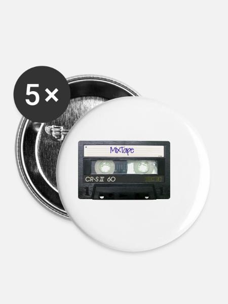 Retro DJ MixTape - Buttons klein 25 mm (5er Pack) - Weiß