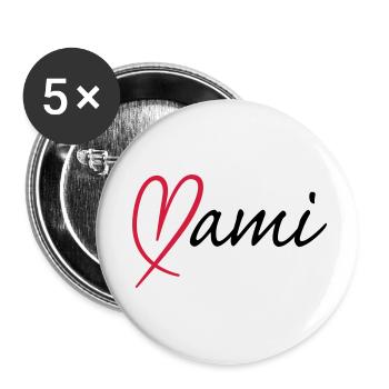 Mami Herz - Buttons klein 25 mm (5er Pack) - Weiß - Vorne
