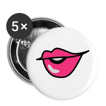 niedlich kissy aufgeworfenen Lippen mit einem - Buttons klein 25 mm (5er Pack) - Weiß - Vorne