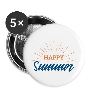 Summer Happy Summer Festival Music Gift - Buttons small 1''/25 mm (5-pack) - white - Front