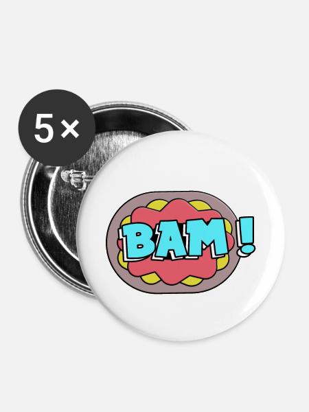 Bam! - Buttons klein 25 mm (5er Pack) - Weiß