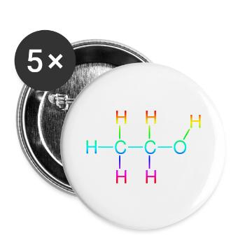 Ethanol Alcohol structural formula - Buttons small 1''/25 mm (5-pack) - white - Front
