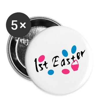 1er Pâques txt easter eggs - Lot de 5 petits badges (25 mm) - blanc - Devant