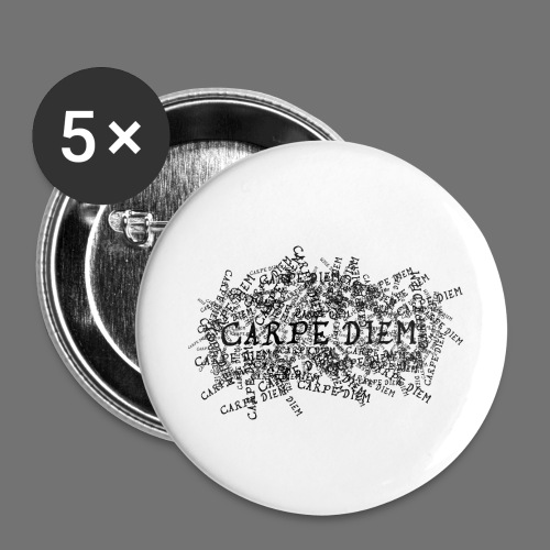 carpe diem (svart) - Små knappar 25 mm (5-pack)