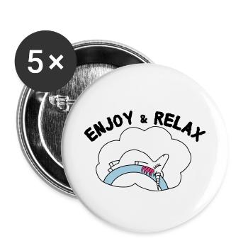 Unicorn Licorne Enjoy & Relax - Lot de 5 petits badges (25 mm) - blanc - Devant