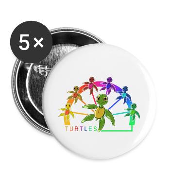 Turtles - Tortues, tortues de bébé - Lot de 5 petits badges (25 mm) - blanc - Devant