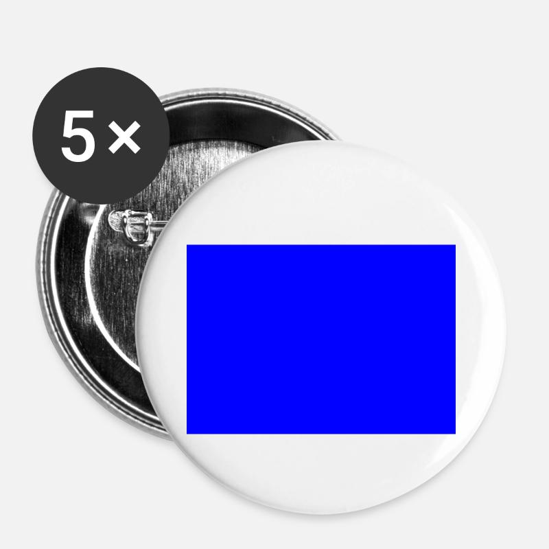 bleu - Lot de 5 petits badges (25 mm) - blanc