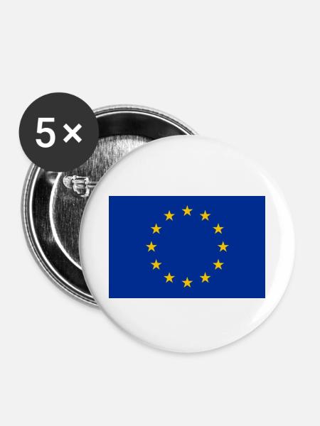 EU Fahne - Buttons klein 25 mm (5er Pack) - Weiß