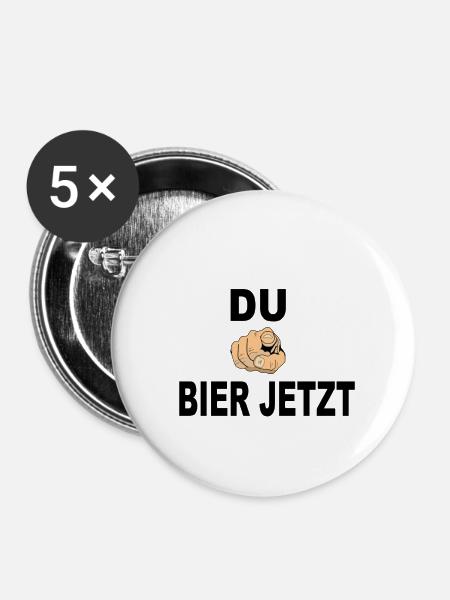 Bier jetzt - Buttons klein 25 mm (5er Pack) - Weiß