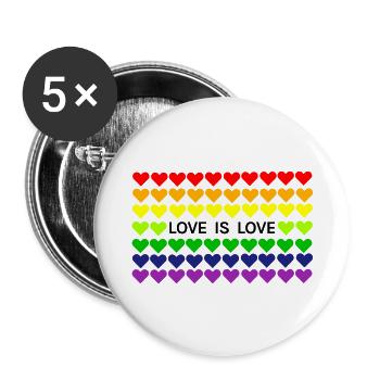 L'amour est l'amour arc-en-ciel coeur bannière - Lot de 5 petits badges (25 mm) - blanc - Devant