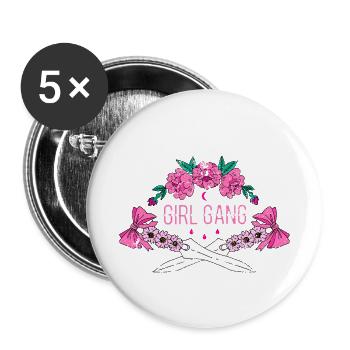 Girl Gang Hen Party JGA Gift - Buttons small 1''/25 mm (5-pack) - white - Front